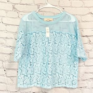 NWT Loft Blue Lace Blouse